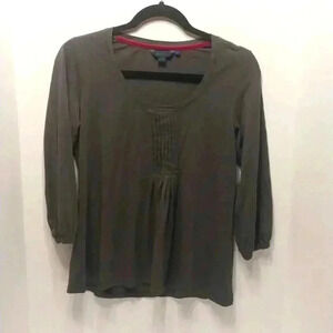 Boden Gray Pleated Collar Long Sleeve Shirt Size 12